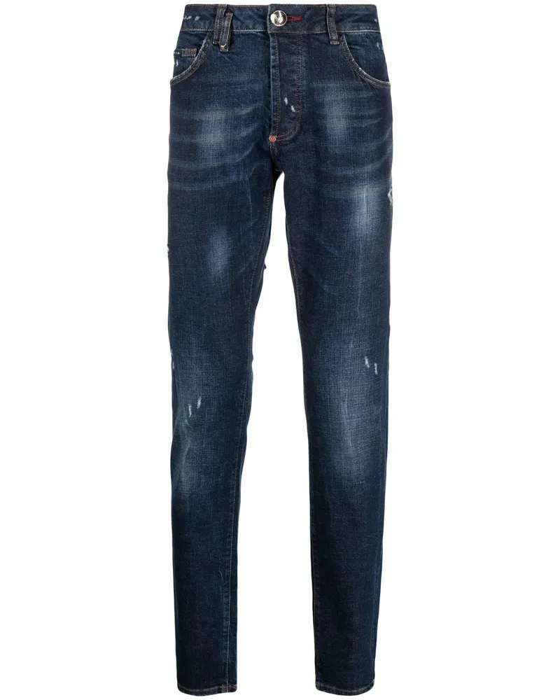 Philipp Plein Gerade Jeans im Distressed-Look - Blau Blau
