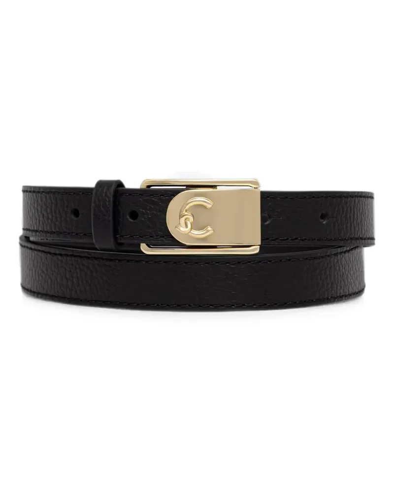 Coccinelle logo-plaque pebbled belt - Schwarz Schwarz