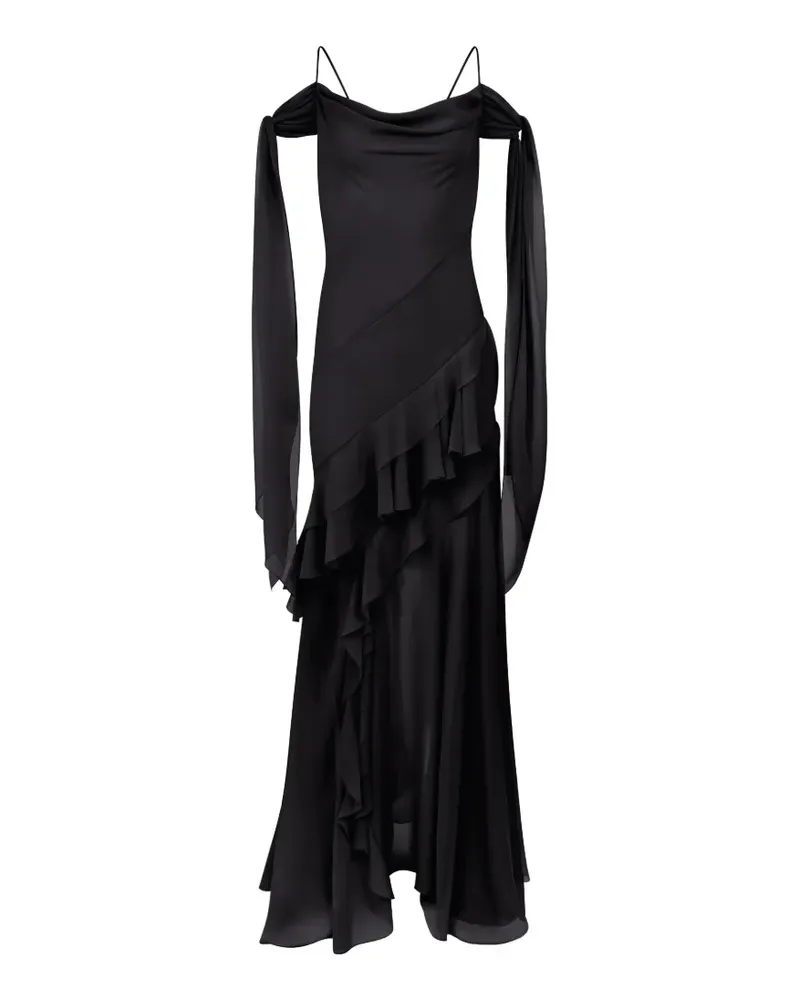 Nina Ricci Gerüschtes Kleid aus Seide - Schwarz Schwarz