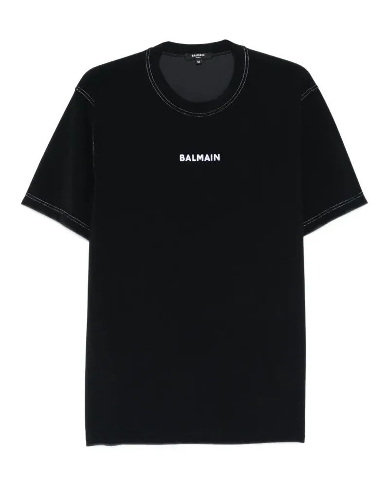 Balmain logo-embroidered T-shirt - Schwarz Schwarz