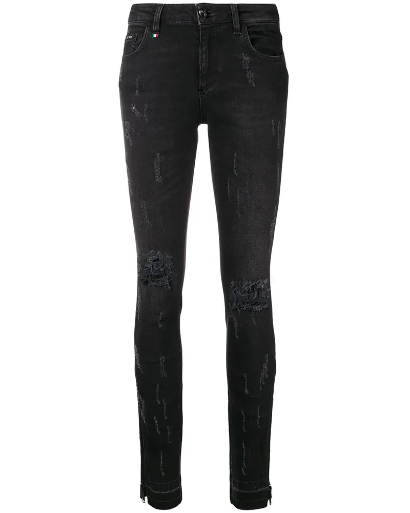 Philipp Plein Skinny-Jeans im Distressed-Look - Schwarz Schwarz