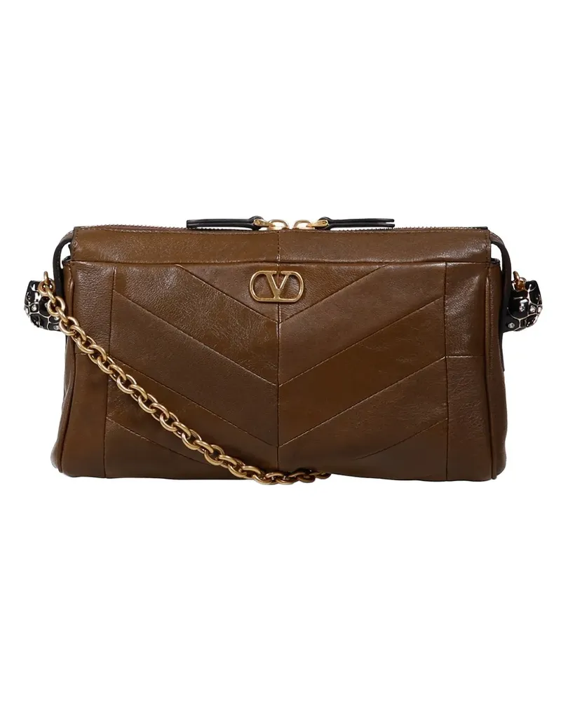 Valentino Garavani VLogo chevron-quilted shoulder bag - Braun Braun