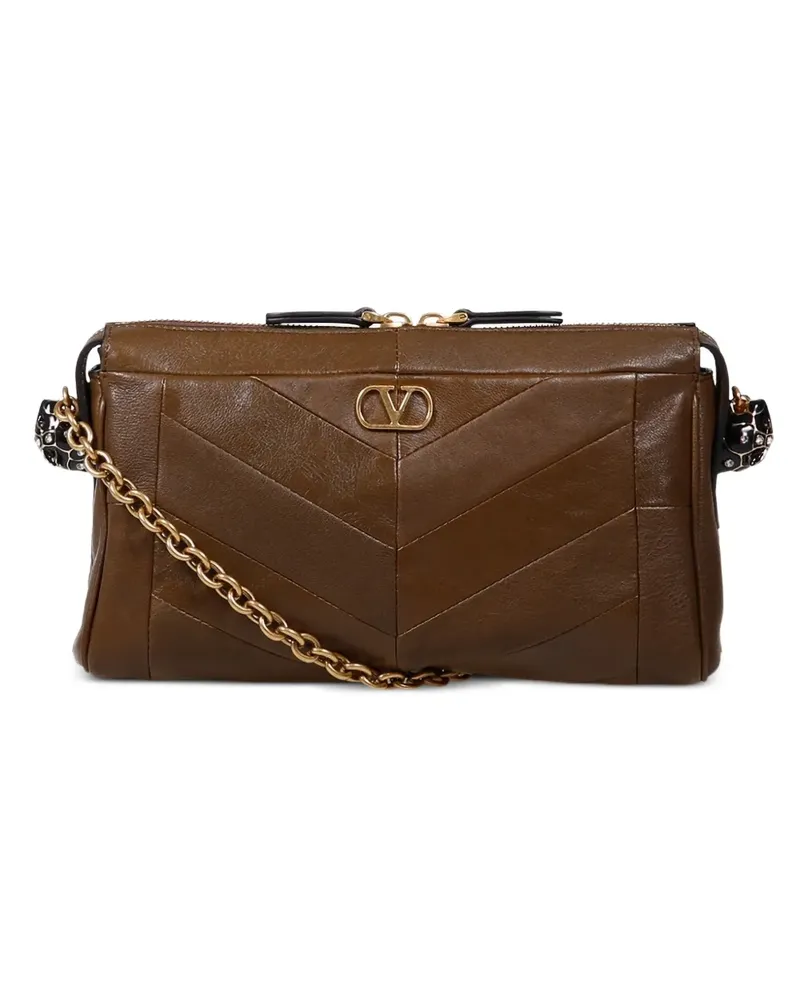 Valentino Garavani VLogo chevron-quilted shoulder bag - Braun Braun