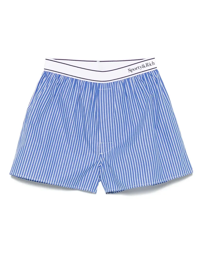 SPORTY & RICH Shorts mit Logo-Bund - Blau Blau
