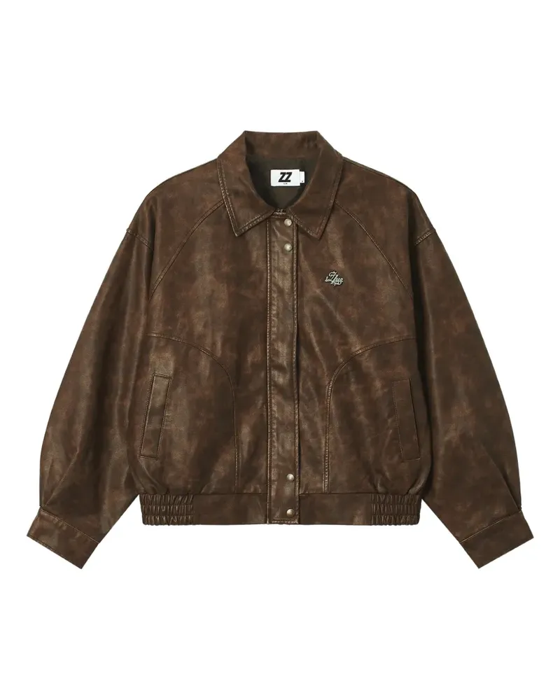 Izzue Oversized-Jacke mit Logo-Schild - Braun Braun