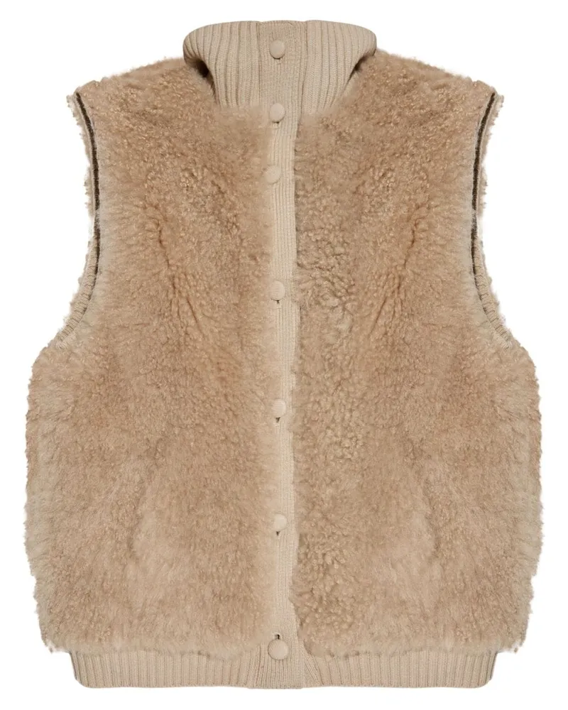 Yves Salomon Weste aus Shearling - Nude Nude