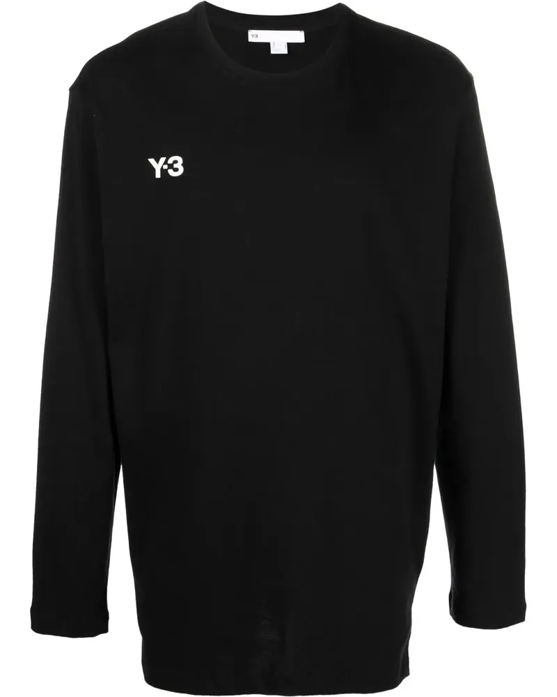 Y-3 Langarmshirt mit Logo-Print - Schwarz Schwarz