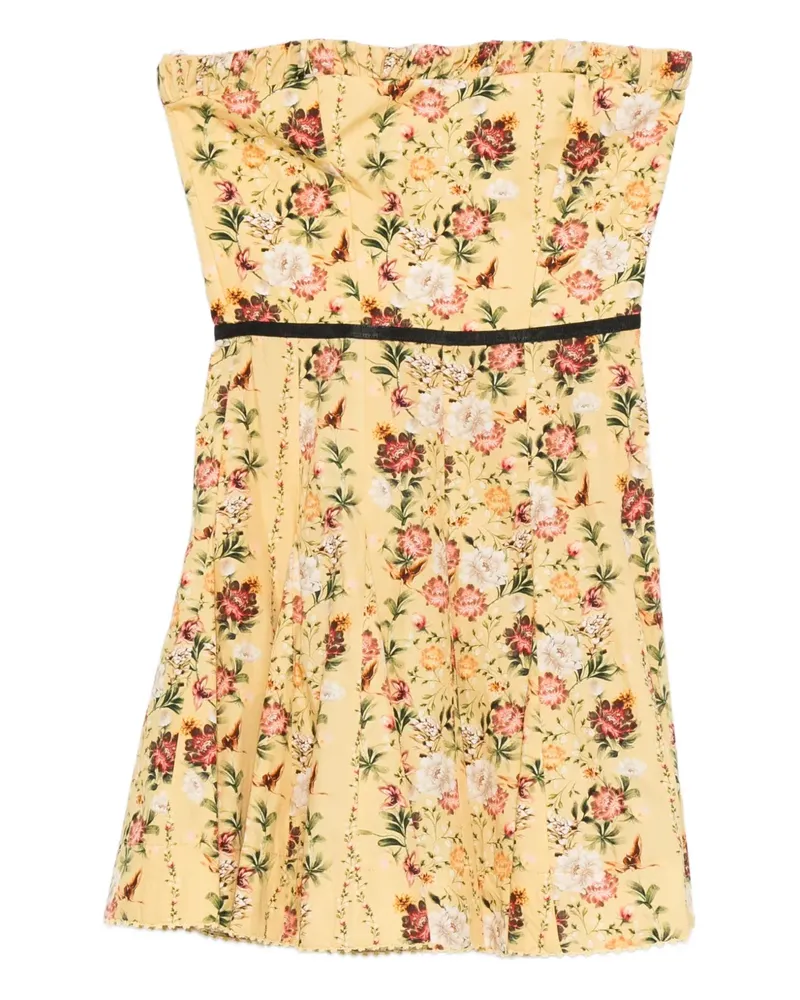 AGUA BENDITA floral strapless mini dress - Gelb Gelb