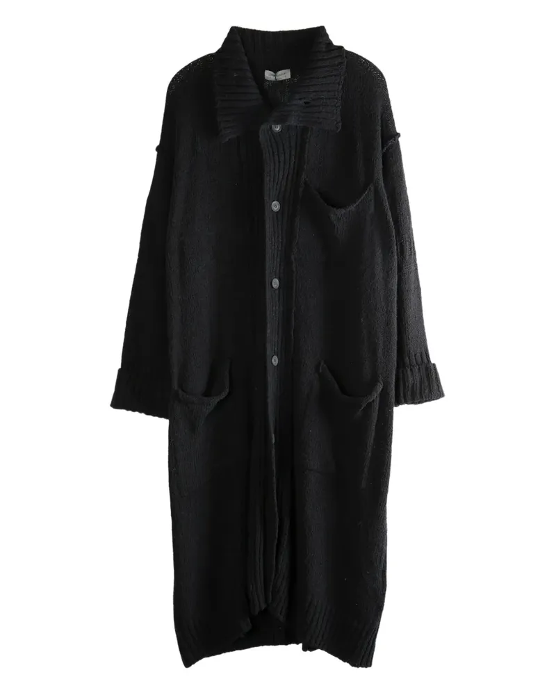 Yohji Yamamoto buttoned patch-pocket coat - Schwarz Schwarz