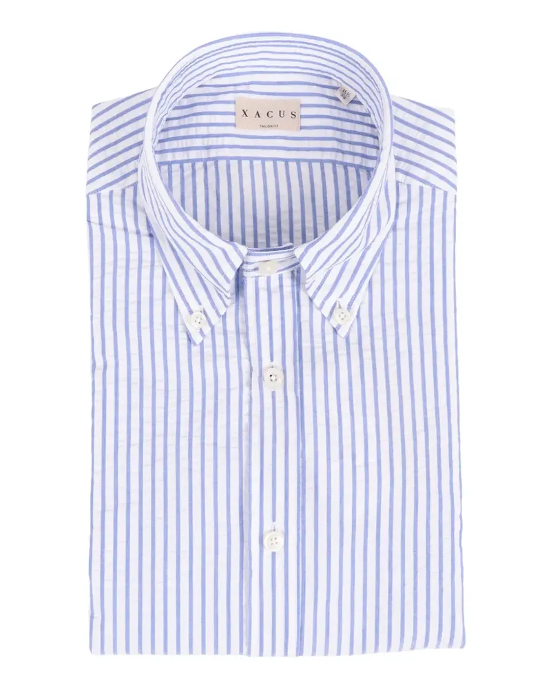 XACUS Gestreiftes Seersucker-Sweatshirt - Blau Blau