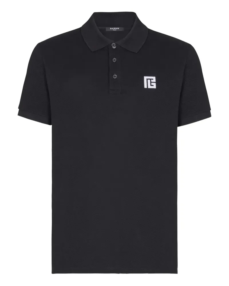Balmain logo-embroidered polo shirt - Schwarz Schwarz