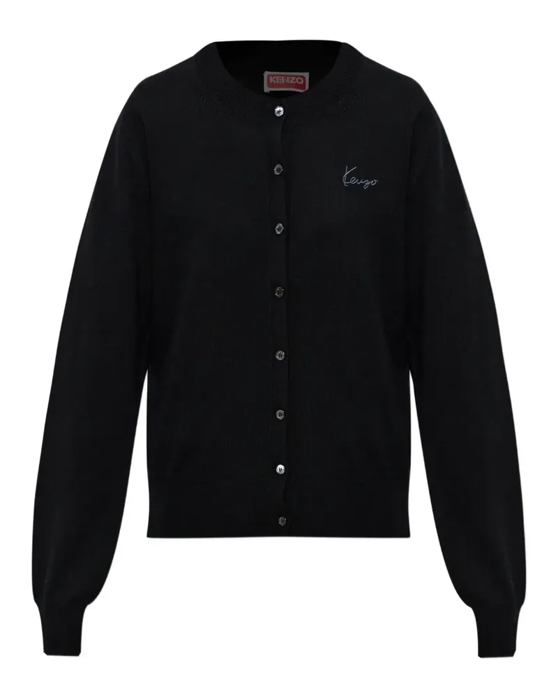 Kenzo Signature logo-embroidered wool cardigan - Schwarz Schwarz