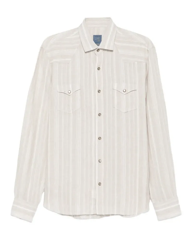 BARBA striped flap-pockets shirt - Nude Nude