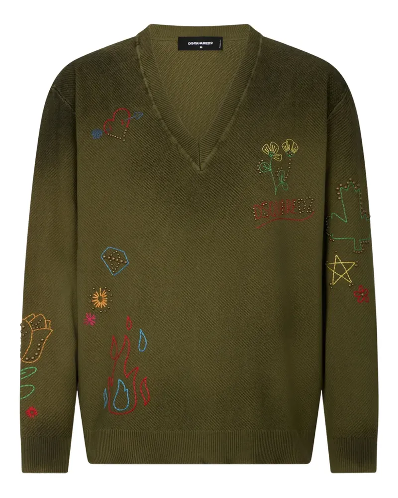 Dsquared2 Pullover mit V-Ausschnitt - Grün Grün