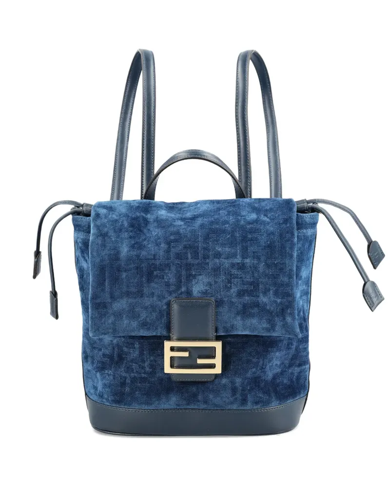 Fendi logo-plaque backpack - Blau Blau