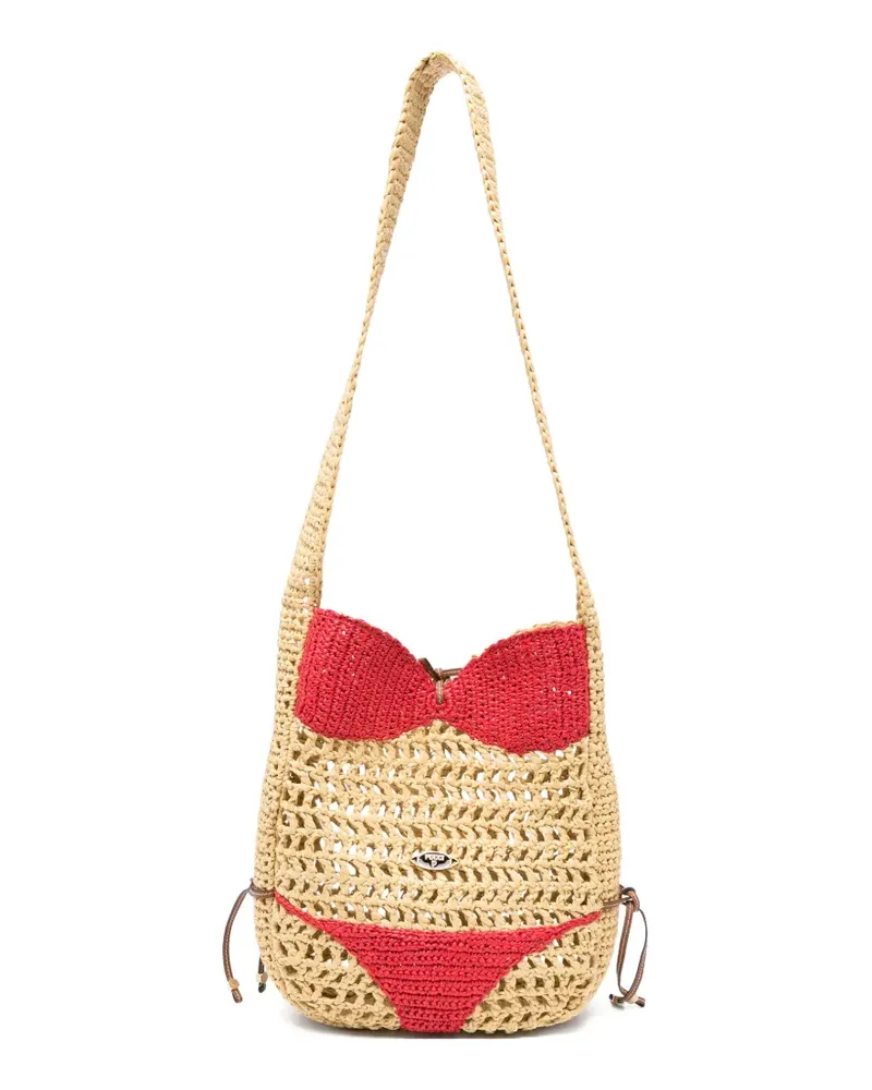 Emilio Pucci bikini-patch woven shoulder bag - Nude Nude