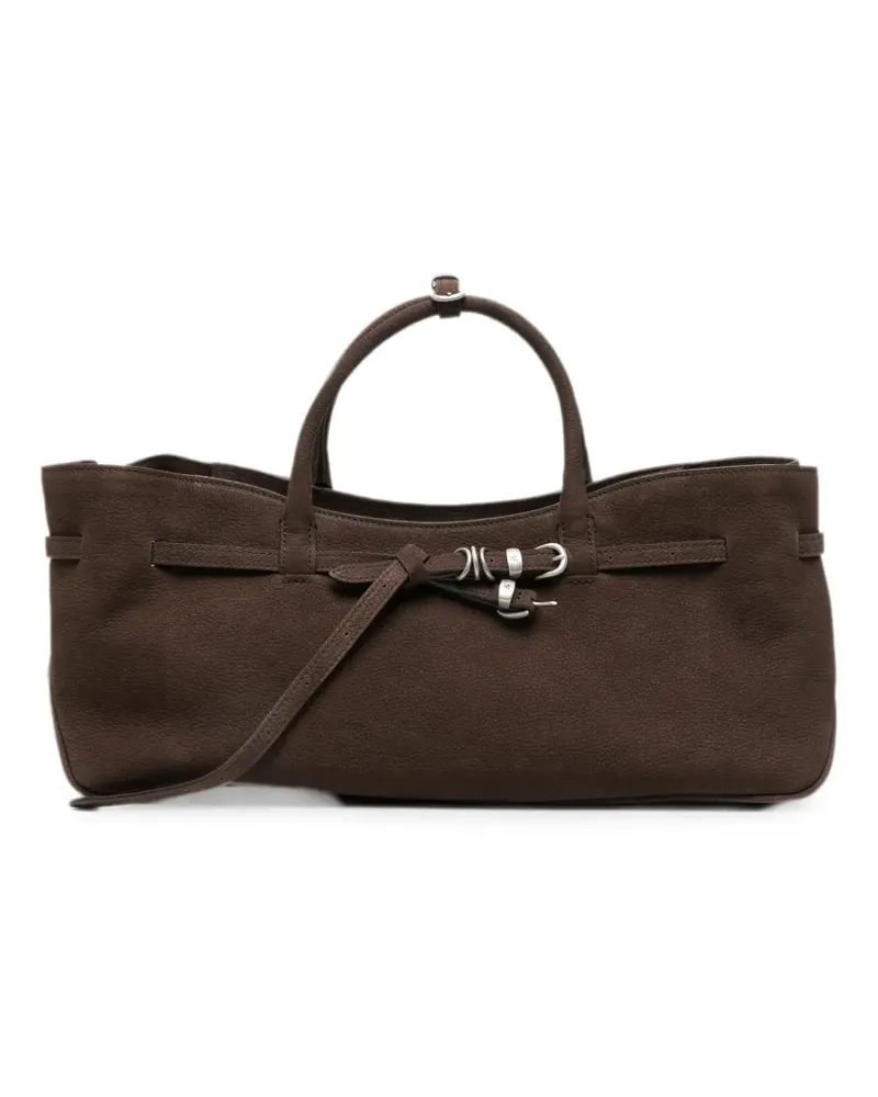 Marge Sherwood Grandma Used belted suede tote bag - Braun Braun