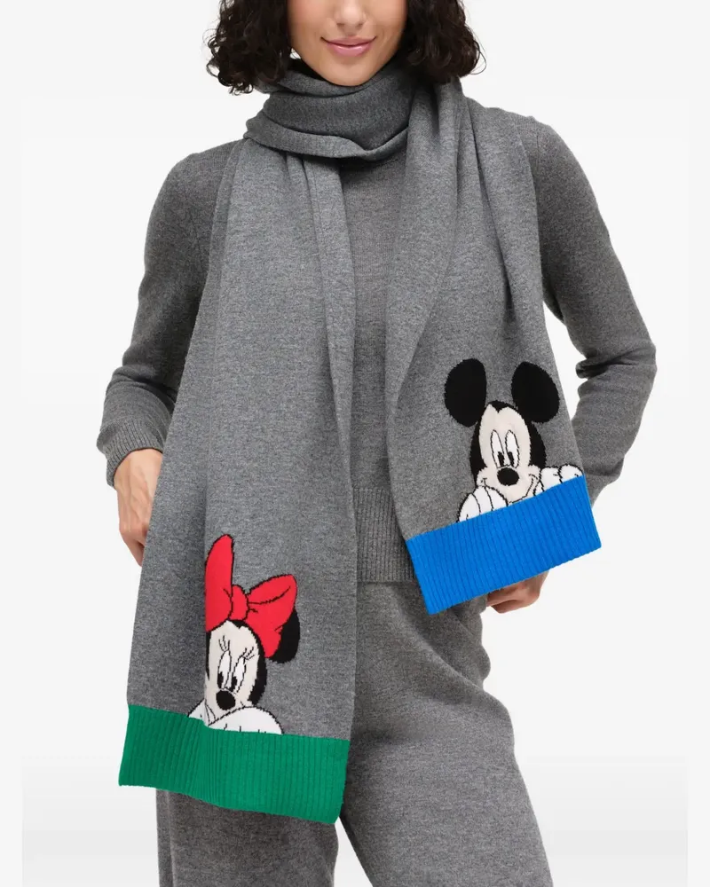 Chinti & Parker Mickey Mouse intarsia-knit scarf - Grau Grau