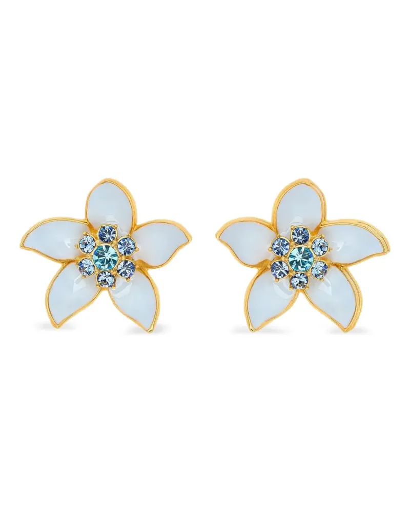 Oscar de la Renta Kristallohrringe mit Emaille-Blume - Blau Blau