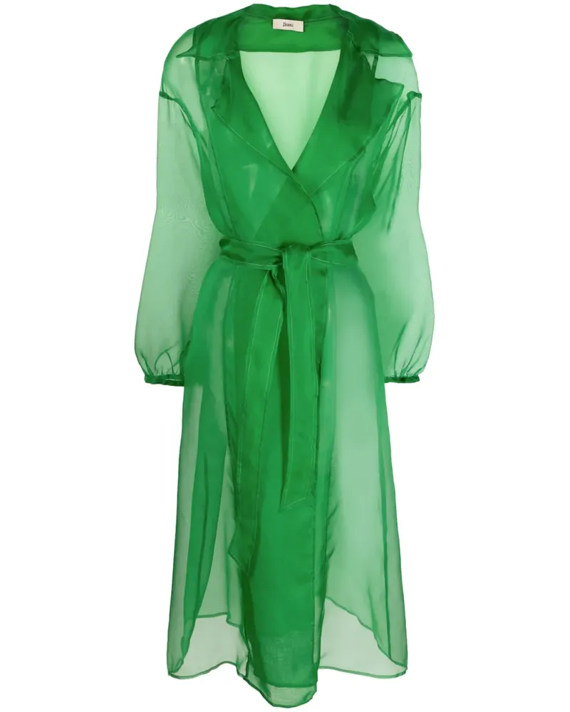 Herno Transparenter Seidenmantel - Grün Grün