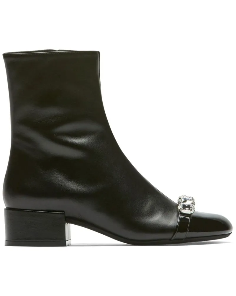 N° 21 30mm crystal leather ankle boots Schwarz