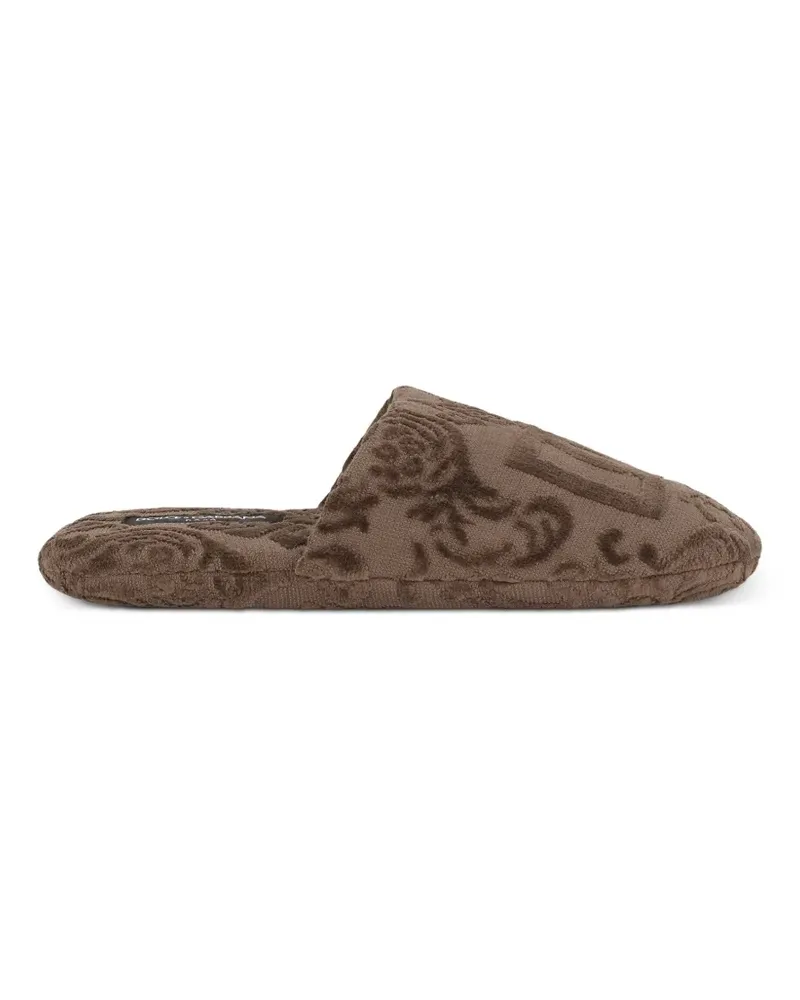 Dolce & Gabbana Slipper mit Logo-Stickerei - Braun Braun