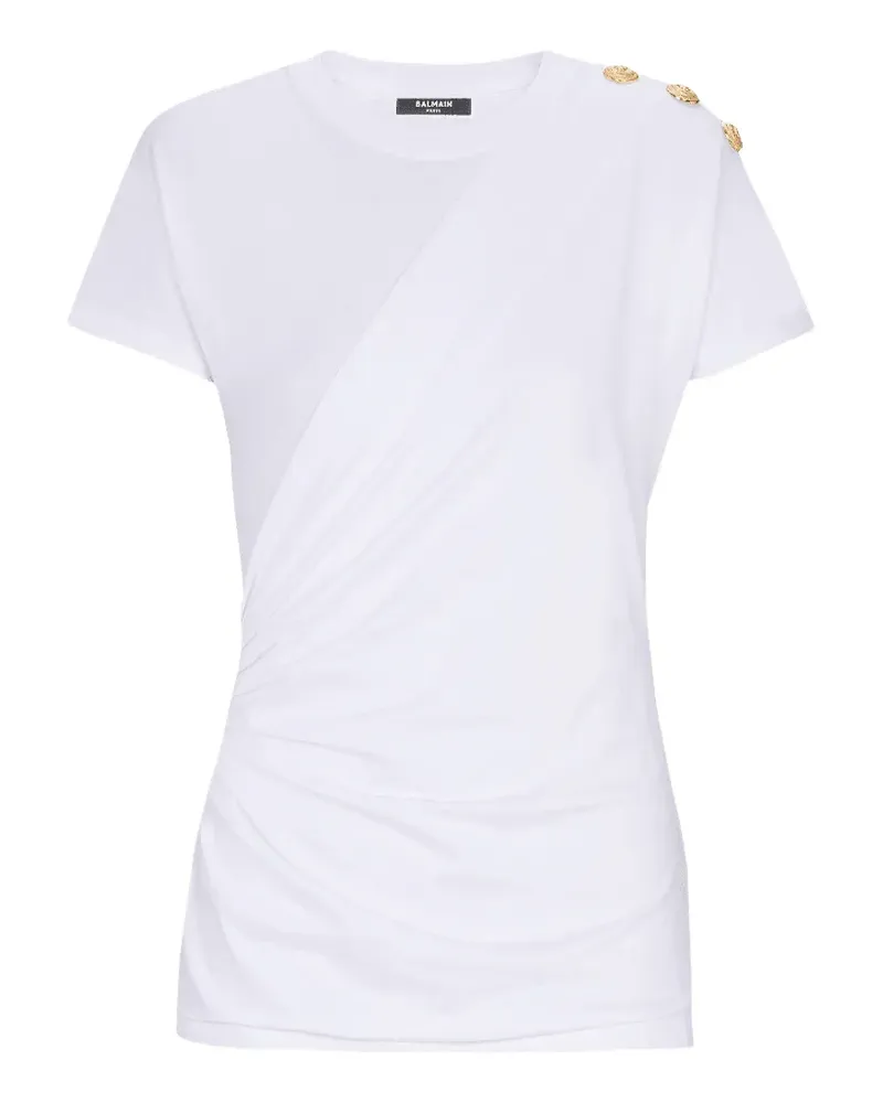 Balmain T-Shirt mit Zierknöpfen - Weiß Weiß