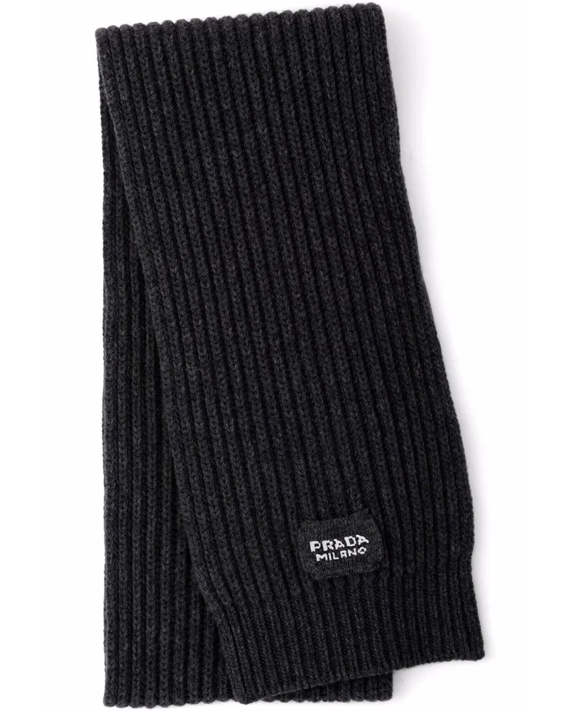 Prada Schal mit Logo-Patch - Schwarz Schwarz