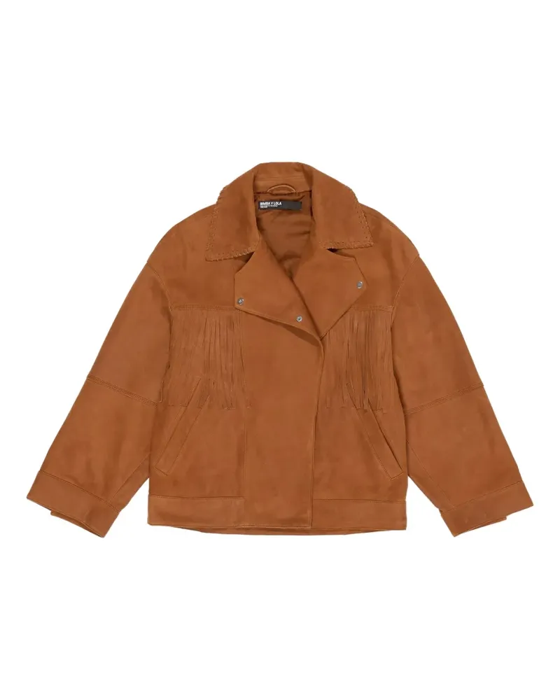BIMBA Y LOLA Lederjacke mit Fransen - Braun Braun