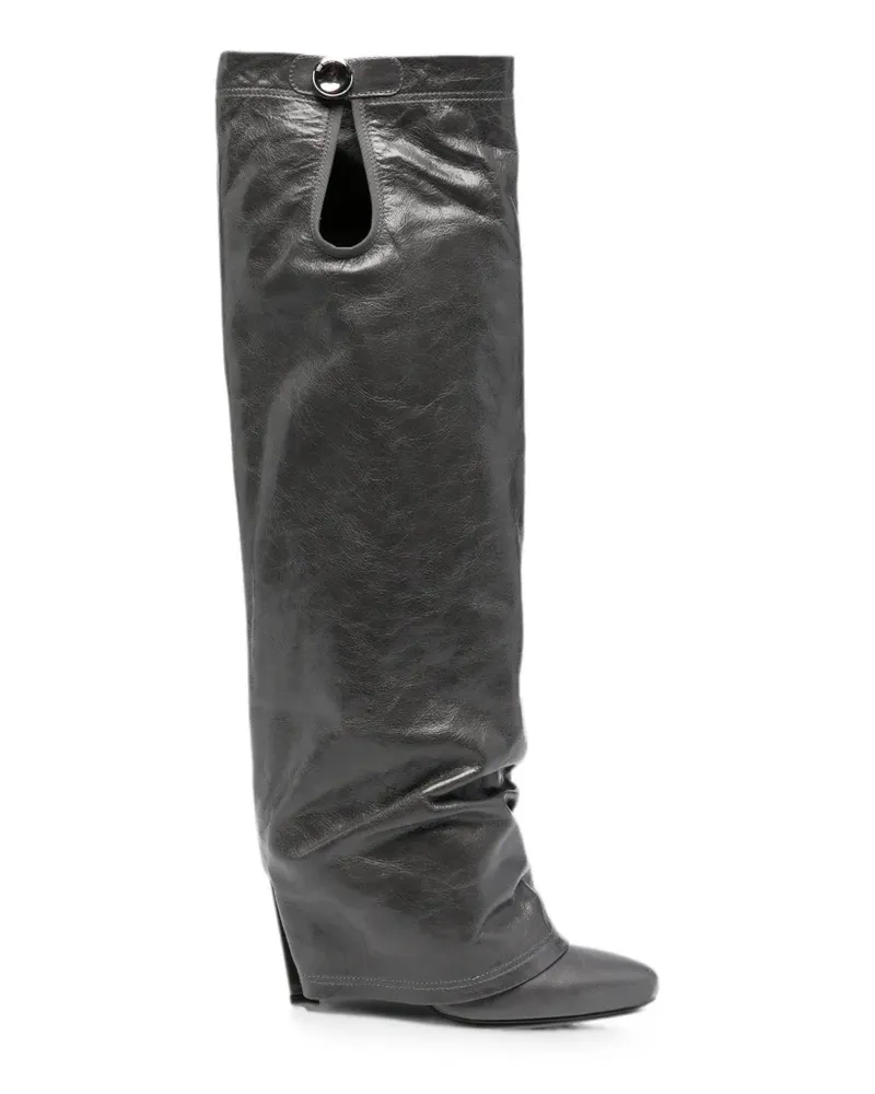 ATTICO Leon folded-design knee-high boots - Grau Grau