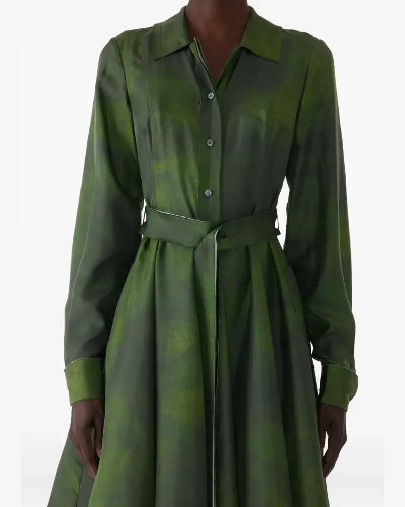 Jason Wu Twill-Kleid aus verwischtem Canvas mit Gürtel - Grün Grün