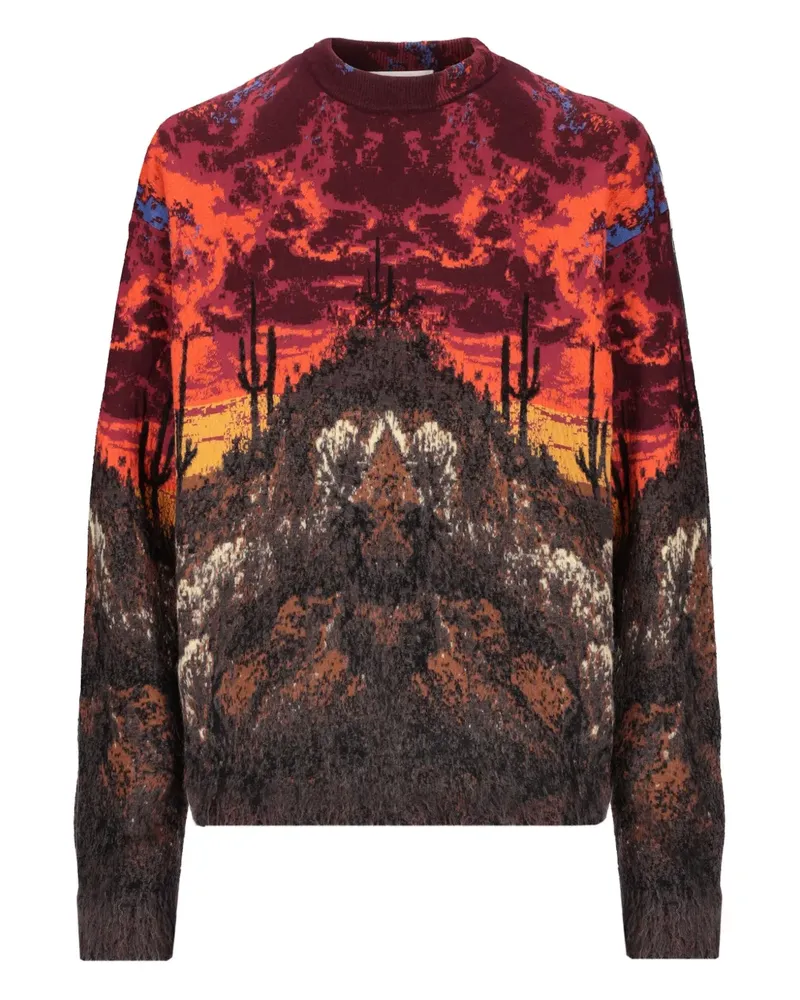 Laneus Pullover mit Jacquardmuster - Rot Rot