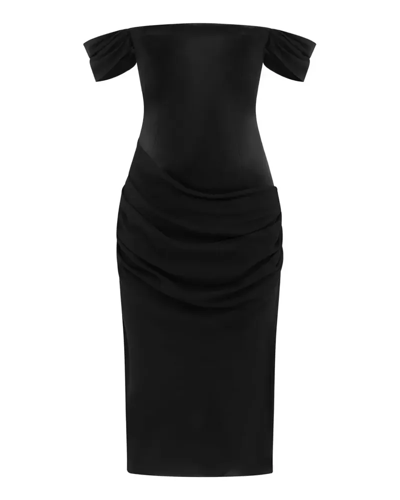 Alex Perry off-shoulder draped midi dress - Schwarz Schwarz