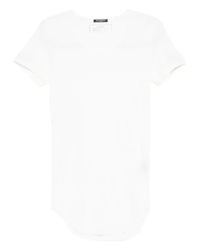 Balmain T-Shirt mit abgerundetem Saum - Weiß Weiß