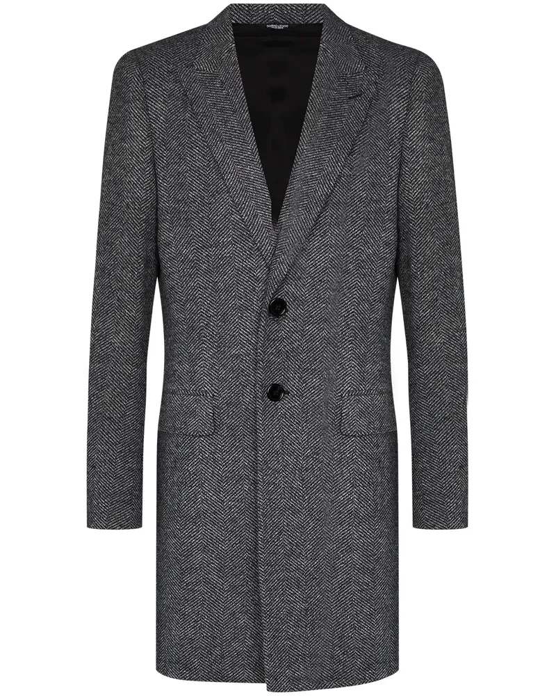 Dolce & Gabbana Mantel mit Fischgrätenmuster - Grau Grau
