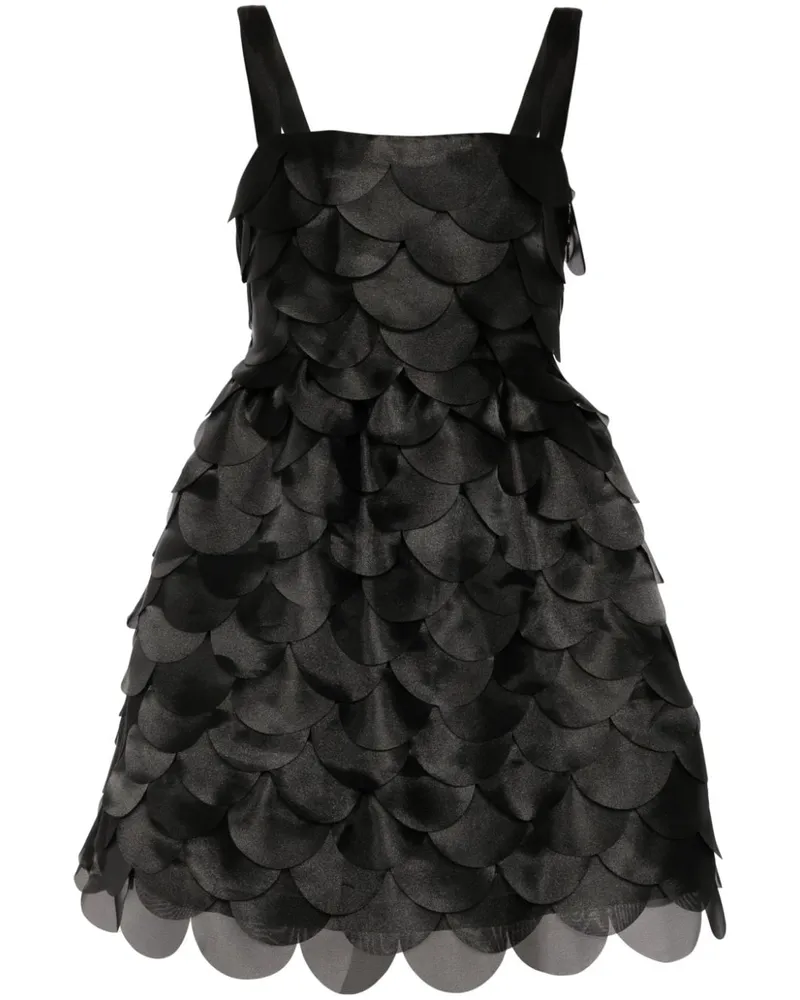 Cynthia Rowley Organza-Minikleid mit Wellensaum Schwarz