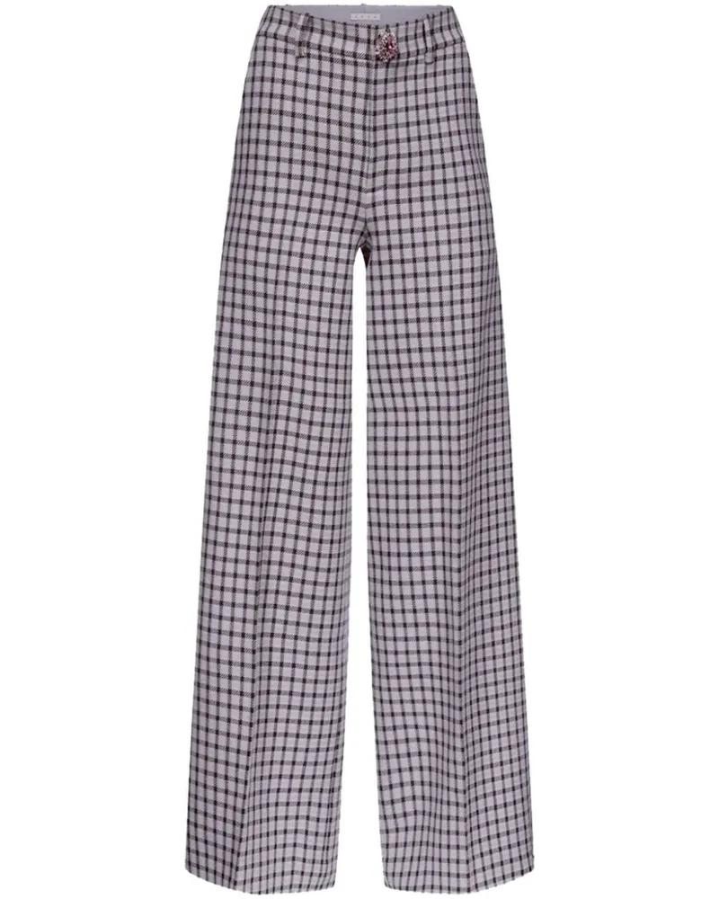 Area Weite Hose mit Karomuster - Violett Violett