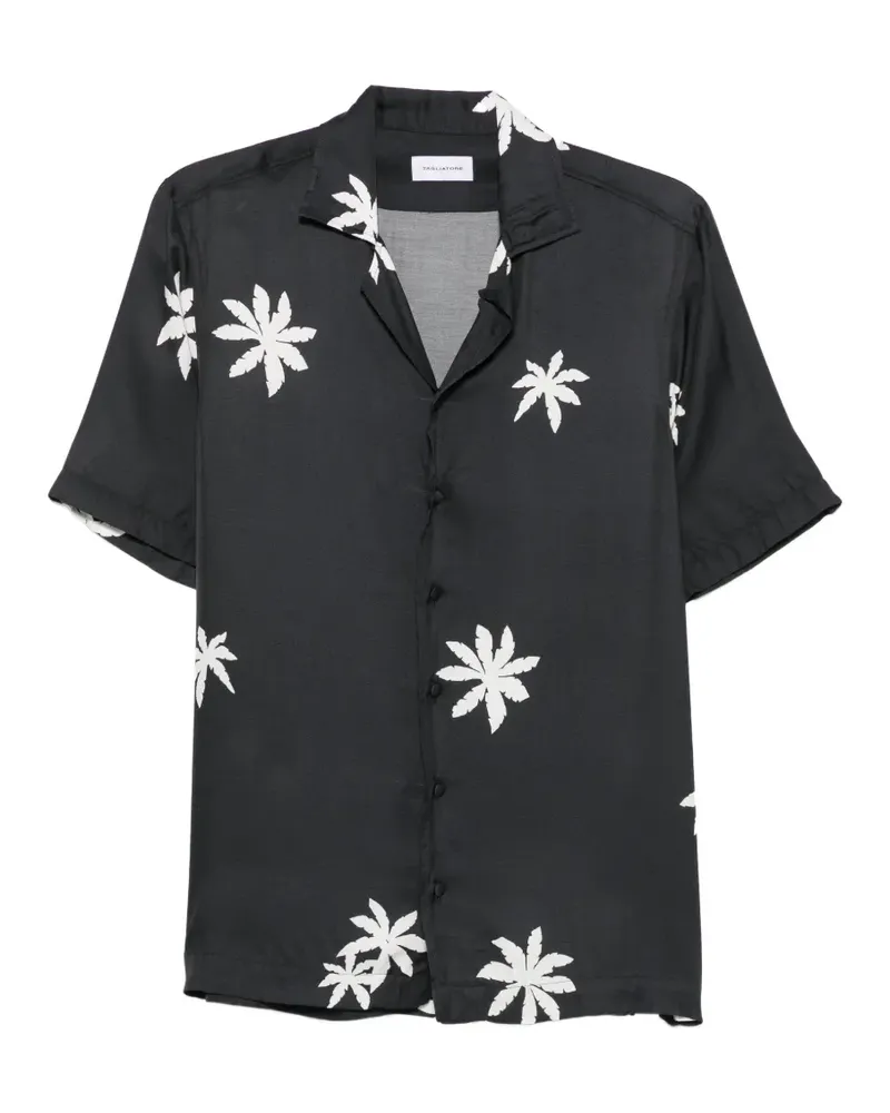 Tagliatore Hawaii palm-print short-sleeve shirt - Schwarz Schwarz