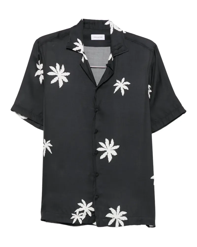 Tagliatore Hawaii palm-print short-sleeve shirt - Schwarz Schwarz