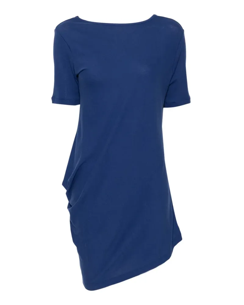 Yohji Yamamoto Kurzärmeliges T-Shirt mit hohem Bund - Blau Blau