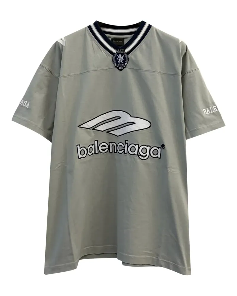 Balenciaga 3B Football T-Shirt mit V-Ausschnitt - Grau Grau