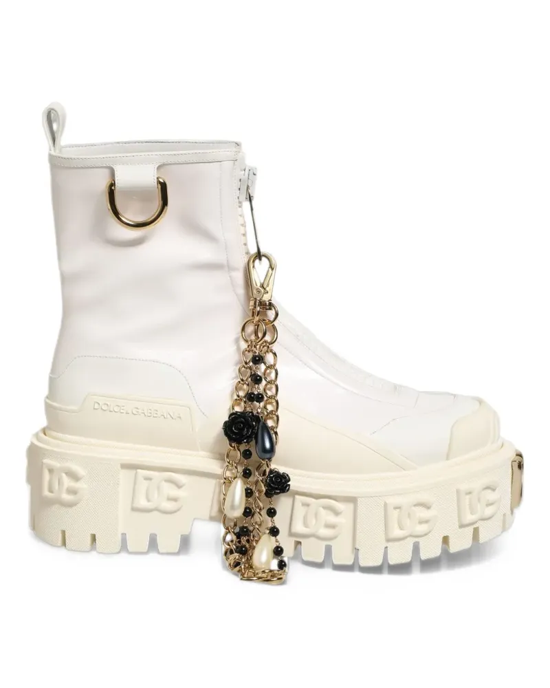 Dolce & Gabbana DG logo-plaque charm-detail ankle boots - Weiß Weiß