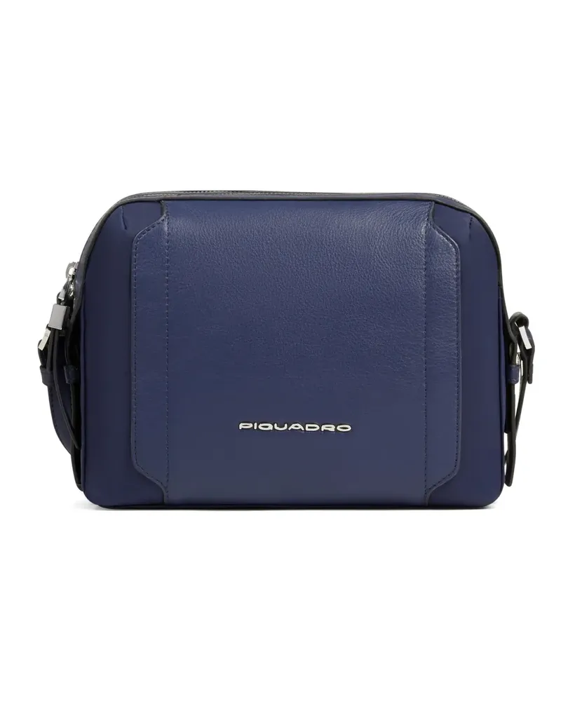 Piquadro Umhängetasche mit Ledereinsätzen - Blau Blau