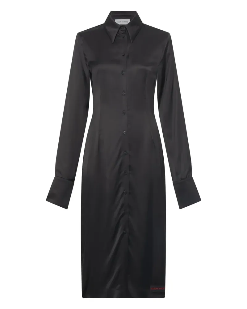 Marine Serre satin wrapped shirt midi dress - Schwarz Schwarz
