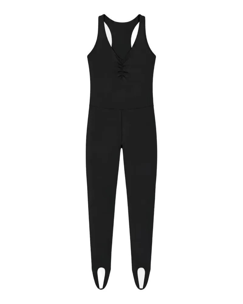 SPLITS59 Darci Airweight ruched stirrup jumpsuit - Schwarz Schwarz