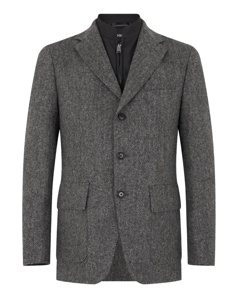 HUGO BOSS herringbone-pattern double-layer blazer - Grau Grau