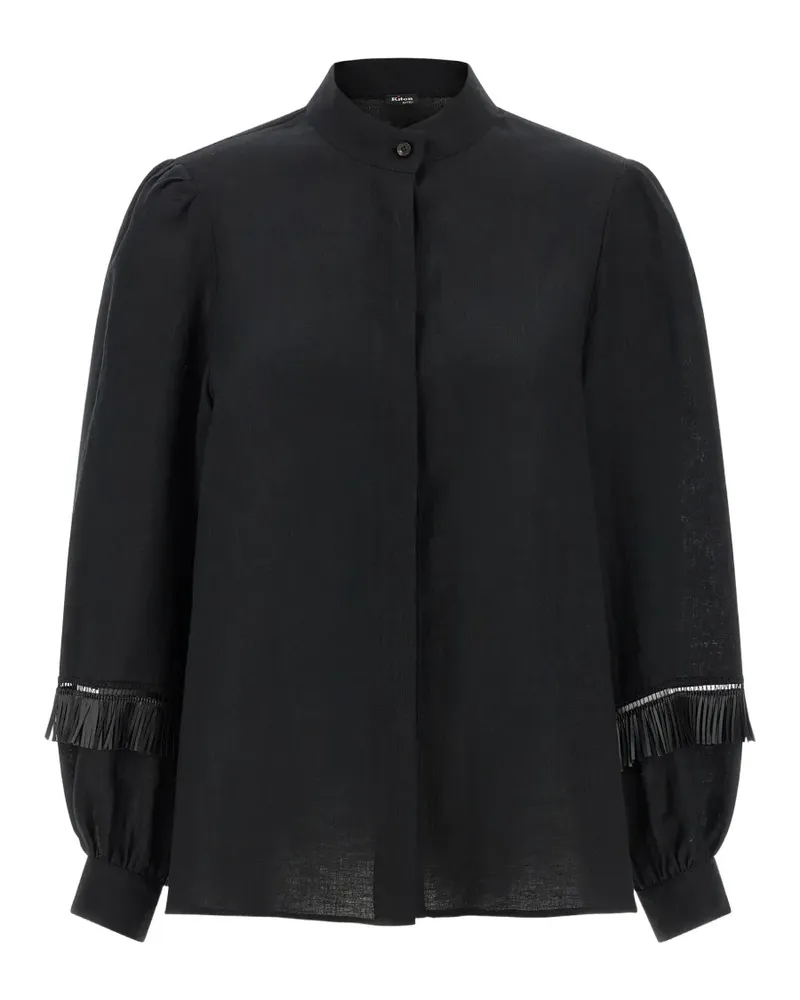 Kiton fringed puff-sleeve shirt - Schwarz Schwarz