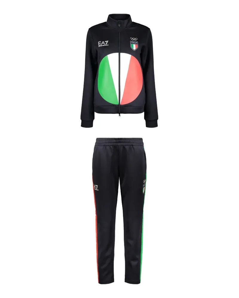 EA7 Tricolor-print tracksuit set - Schwarz Schwarz