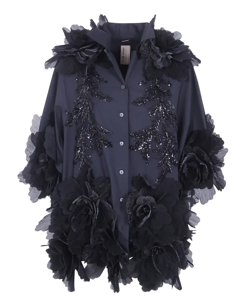 Antonio Marras floral-appliqué sequin-embellished shirt - Blau Blau