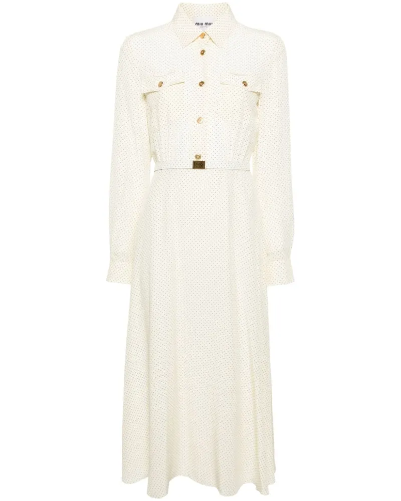 Miu Miu Krepp-Midikleid mit Mikro-Punkten - Nude Nude
